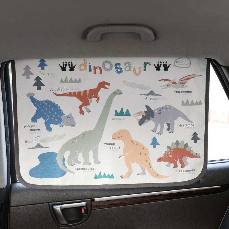 BEBEDECO Magnetic Car Sun Shade Curtain for Side Window â€“ Sun Blocker and UV Protector for Baby, Kids, and Pets â€“ Universal Fit with Built-in Magnets for Steel-Framed Door (Dinosaur) - Image 2